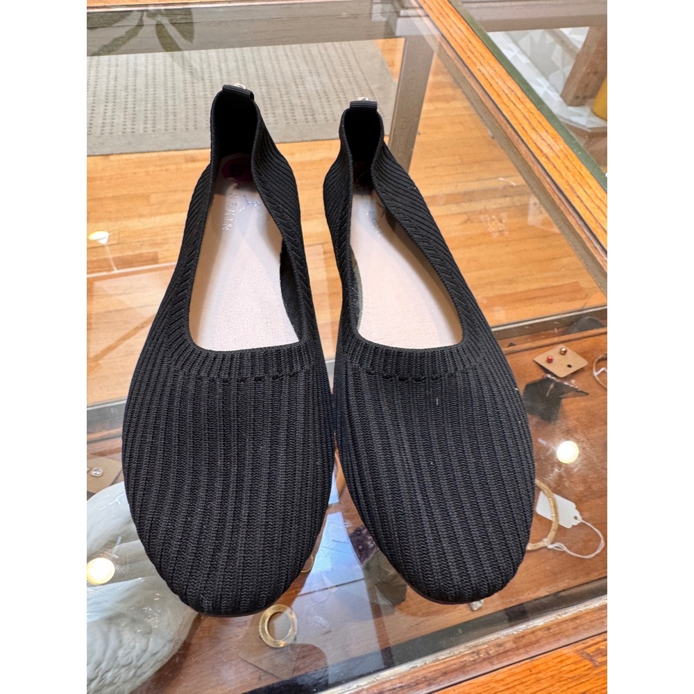 Danskin Black Ribbed Knit Ballet Flats Slip On Shoes Womens Size 8.5